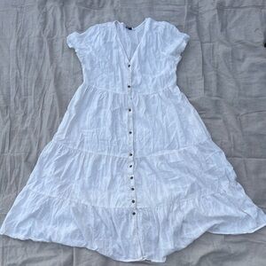 White button front midi dress